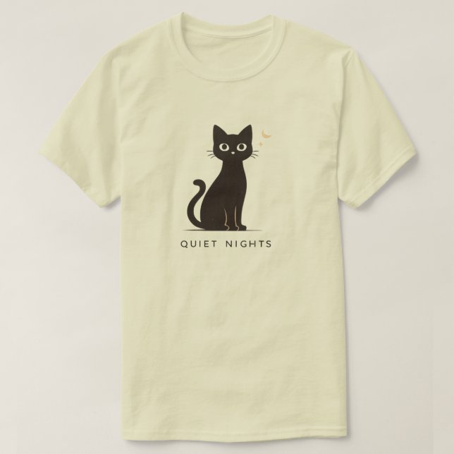 Minimalistisk Kattdesign för Stilla Nätter T Shirt (Design framsida)