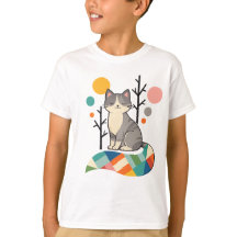 Minimalistisk kattdesign t-shirt