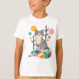 Minimalistisk kattdesign t-shirt