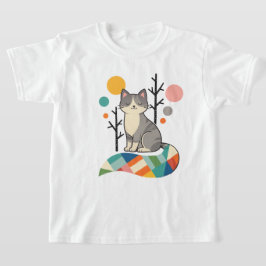 Minimalistisk kattdesign t-shirt