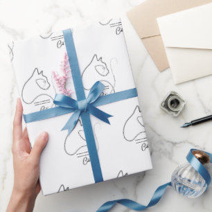 Minimalistisk kattgåva i svartvitt presentpapper
