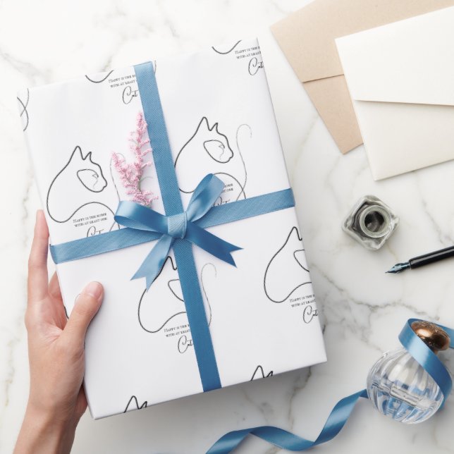 Minimalistisk kattgåva i svartvitt presentpapper (Gifting)