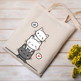 Minimalistisk kattillustration av totebag tygkasse