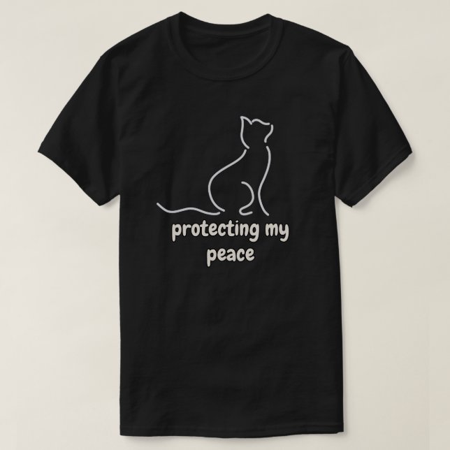 Minimalistisk kattillustration som skyddar min fri t shirt (Design framsida)