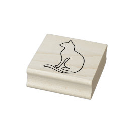 Minimalistisk kattlinjekonst – svart kontursilhuet stämpel