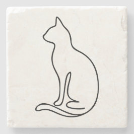 Minimalistisk kattlinjekonst – svart kontursilhuet stenunderlägg