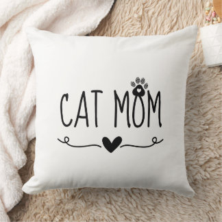 Minimalistisk kattmamma söt tassavtryck hjärta kat kudde