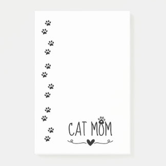 Minimalistisk kattmamma söt tassavtryck hjärta kat post-it block