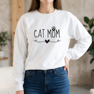 Minimalistisk kattmamma söt tassavtryck hjärta kat t shirt
