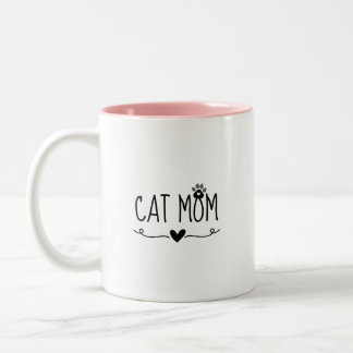 Minimalistisk kattmamma söt tassavtryck hjärta kat Två-Tonad mugg