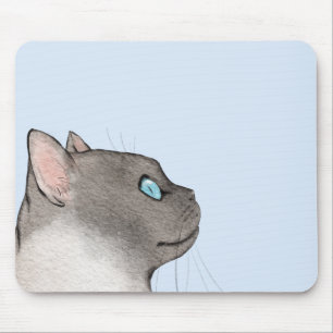 Minimalistisk kattprofil på bakgrunden i pastellba musmatta