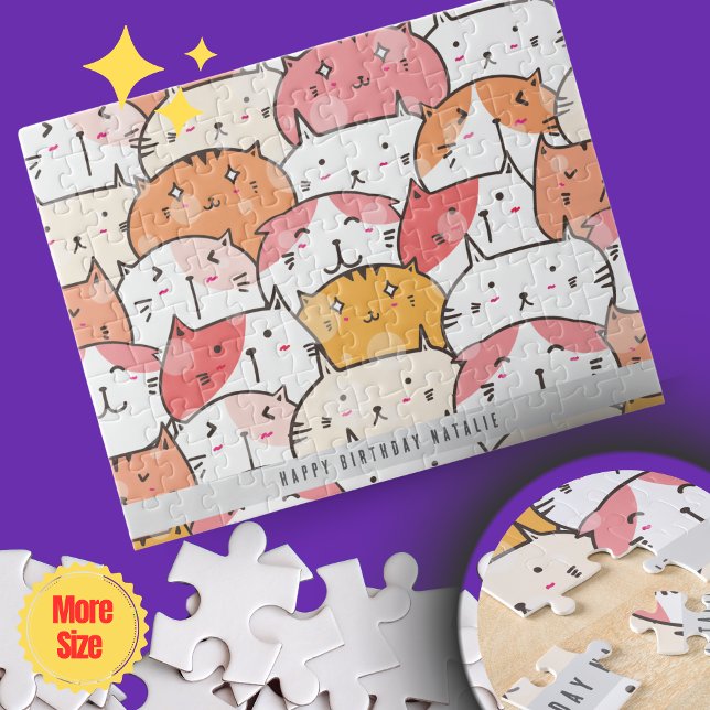 Minimalistisk kattpussel för personlig - 8" x10" pussel (Personalized Minimalist Cat Puzzle - 8x10" 110-Piece Cute Kitty Design for Kids, Family Fun )