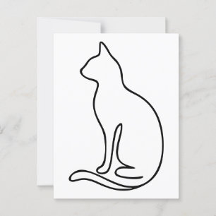 Minimalistisk kattstrådskonst - svart kontur Silho Vykort