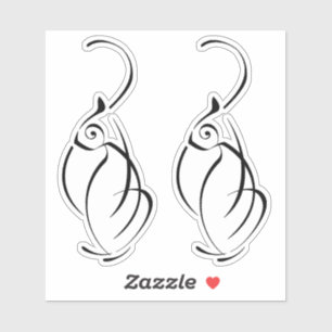 Minimalistisk katttatuering. 2 vita kanter klistermärken