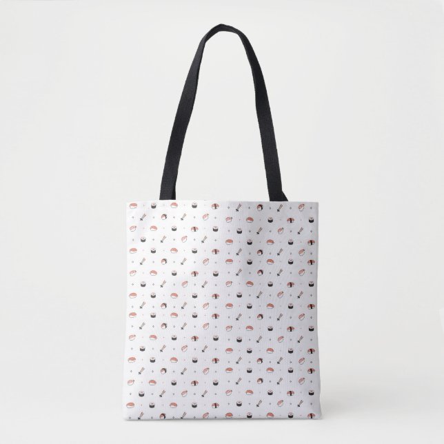 Minimalistisk Kawaii Sushi Mönster Söt Japansk Mat Tygkasse (Framsida)