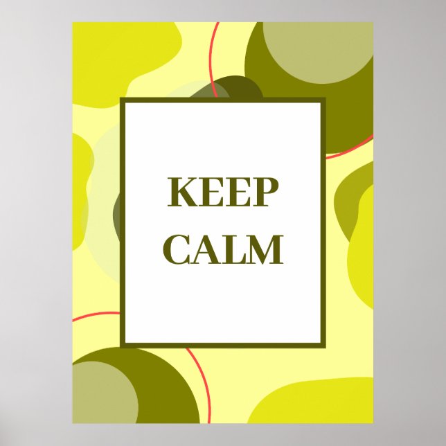 Minimalistisk "Keep Calm" Sagegul Abstrakt Konst  Poster (Framsidan)