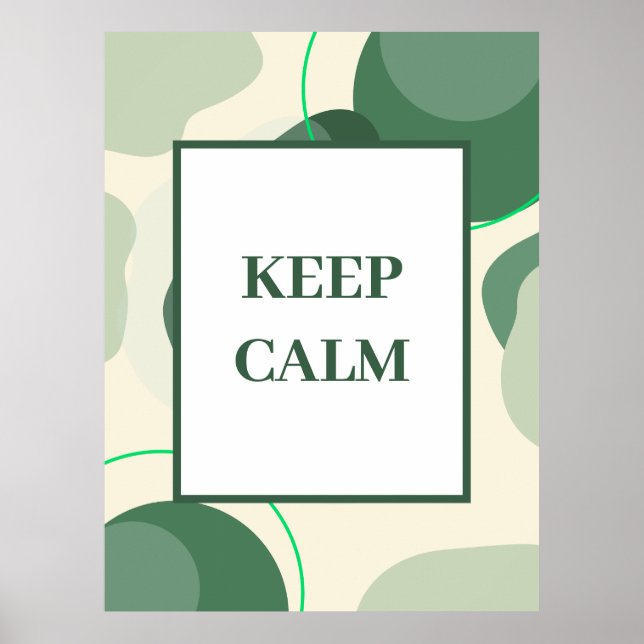 Minimalistisk "Keep Calm" Salvia Grön Abstrakt Kon Poster (Framsidan)