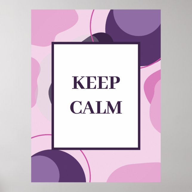 Minimalistisk "Keep Calm" Salvianslila Abstrakt Ko Poster (Framsidan)
