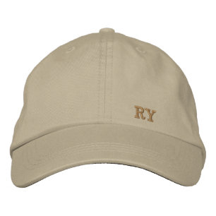 Minimalistisk Khaki Broderad Hatt Med Initialer Keps
