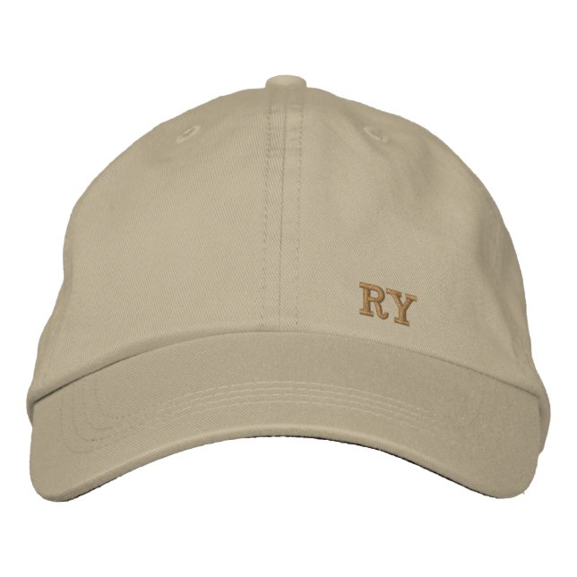 Minimalistisk Khaki Broderad Hatt Med Initialer Keps (Framsida)
