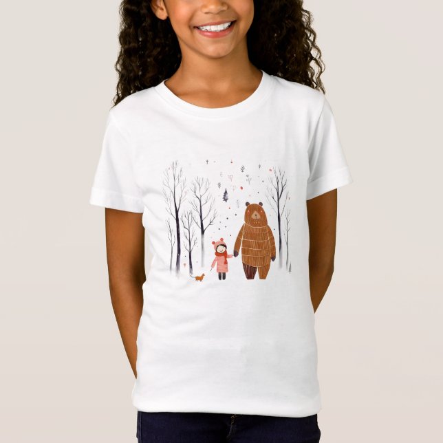 Minimalistisk Kids Teckning, enkel, Nalle T Shirt (Framsida)