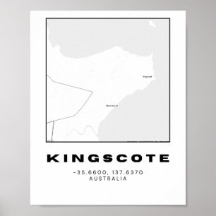 Minimalistisk Kingscote Karta med koordinater Poster