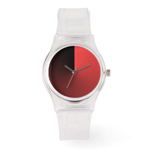 Minimalistisk klar med svart och korallrött tal armbandsur