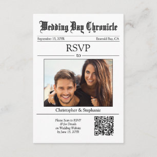 Minimalistisk Klassisk 1 Foto QR-kod Vit Tidning Tilläggskort