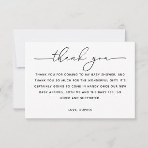 Minimalistisk Klassisk Baby Shower Modernt Skrip Tack Kort