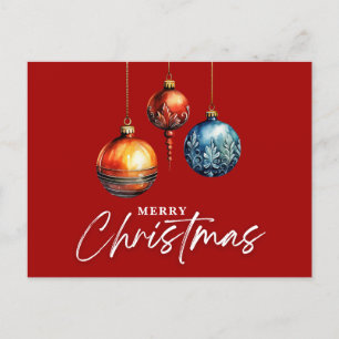 Minimalistisk klassisk Bauble jul Red Blank Vykort