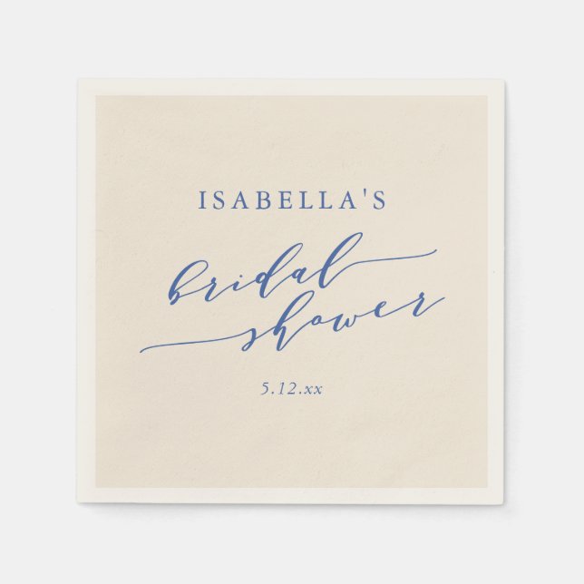 Minimalistisk Klassisk Blå Chic Bröllopsfest Skräd Pappersservett (Framsidan)