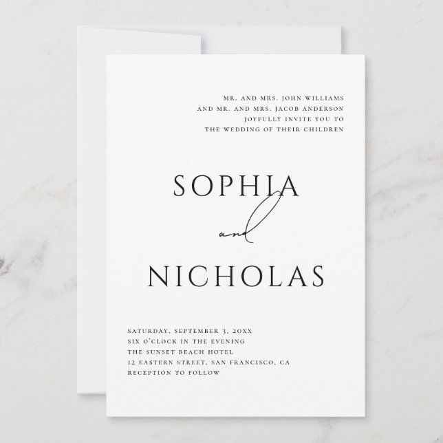 Minimalistisk Klassisk Bröllop | Elegant Typografi Inbjudningar (Framsida)