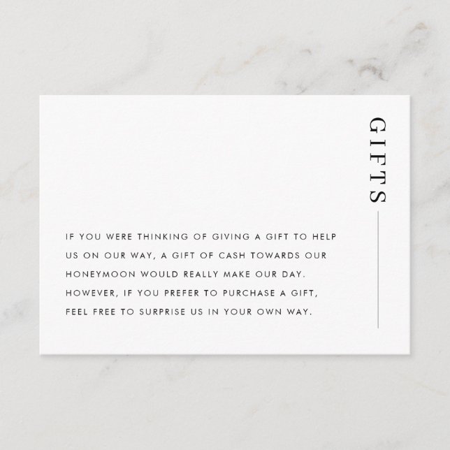 Minimalistisk klassisk bröllopspresent önskar brun tilläggskort (Framsida)