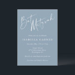 Minimalistisk klassisk dammblå modern Bat mitzvah Inbjudningar<br><div class="desc">Anpassningsbarnas minimalistiska,  klassiska,  blåa,  moderna Bat mitzvah inbjudan</div>