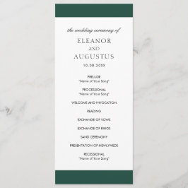 Minimalistisk Klassisk Elegant Smaragdgrön Bröllop Program