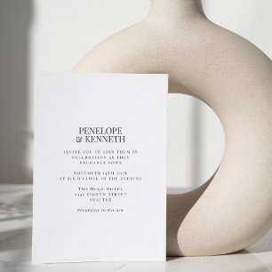 Minimalistisk Klassisk Elegant Svart och Vit Bröll Inbjudningar