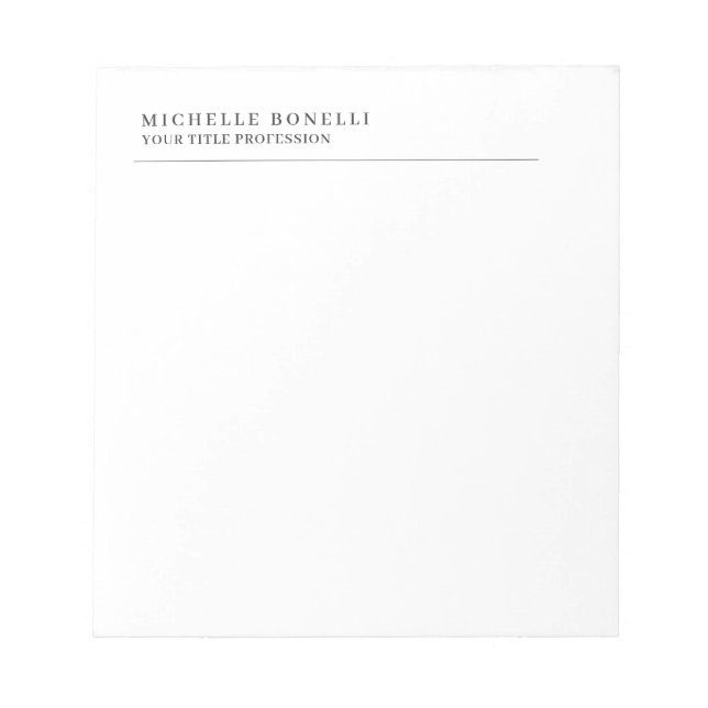 Minimalistisk Klassisk Enkel Professionell Egen Na Anteckningsblock (Framsida)