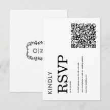 minimalistisk klassisk enkel QR svart & vit RSVP