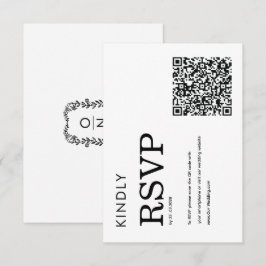 minimalistisk klassisk enkel QR svart & vit RSVP  OSA Kort