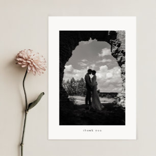 Minimalistisk Klassisk Formell Bröllopsfoto Tack Kort