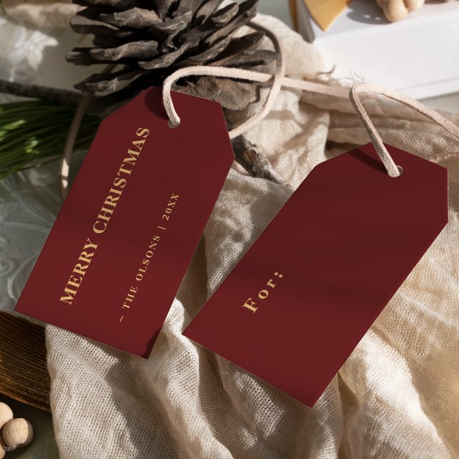 Minimalistisk klassisk God jul Red Presentetikett (Skapare uppladdad)