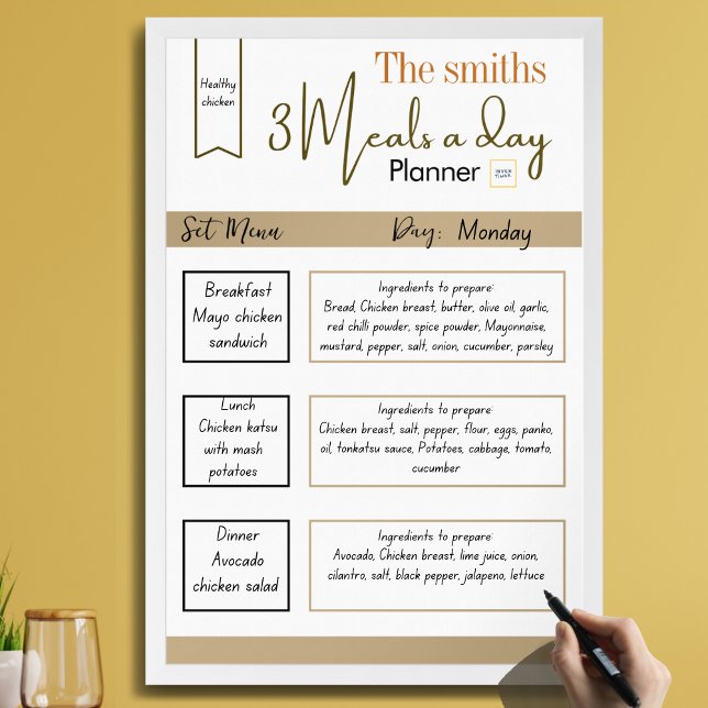 Minimalistisk Klassisk Jordton 3 Måltider om Dagen Poster (Write down all your menus and ingredients for tomorrow meals!  So plan it now! )