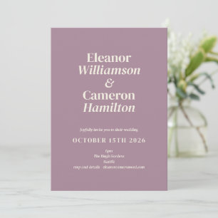 Minimalistisk klassisk Lilac Mauve Design Bröllop Inbjudningar