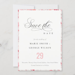 Minimalistisk Klassisk Modern Rosa Paisley Typogra Spara Datumet