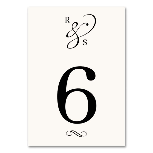 Minimalistisk Klassisk Monogram Bröllop  Bordsnummer (Framsidan)