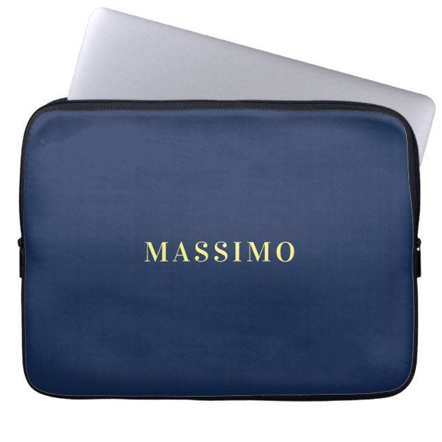 Minimalistisk Klassisk Professionell Blå Färg Namn Laptop Fodral (Framsidan)
