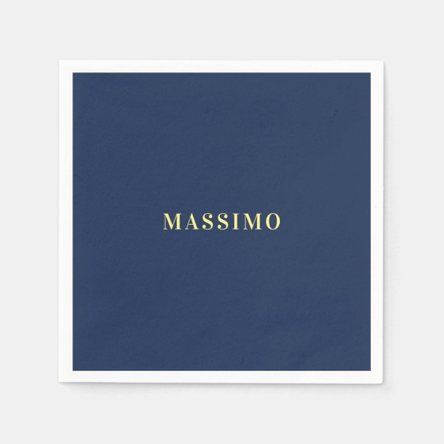 Minimalistisk Klassisk Professionell Blå Färg Namn Pappersservett (Framsidan)
