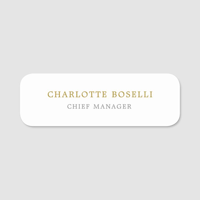 Minimalistisk klassisk Professionell Guld Färg Namnbricka (Framsida)