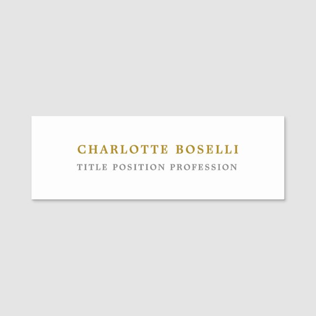 Minimalistisk klassisk Professionell Guld Färg Namnbricka (Framsida)