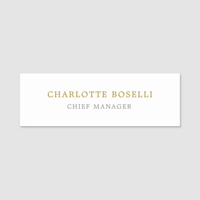 Minimalistisk klassisk Professionell Guld Färg Namnbricka (Framsida)